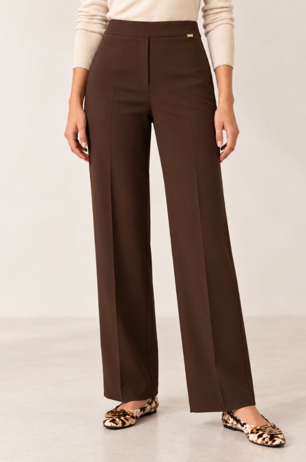Pantalón palazzo cacao de punto milano - Markup