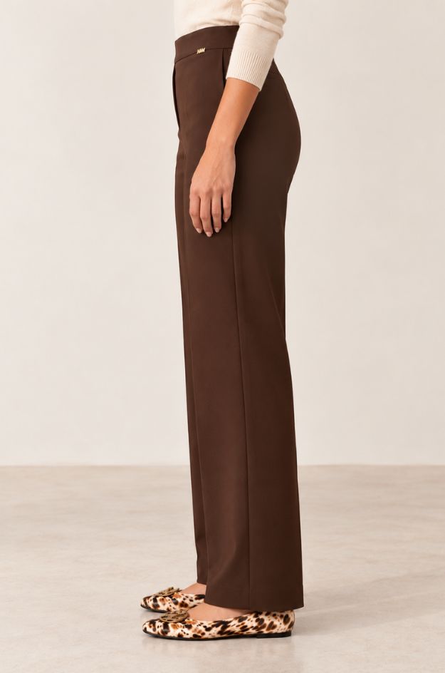 Pantalón palazzo cacao de punto milano - Markup - Imagen 2