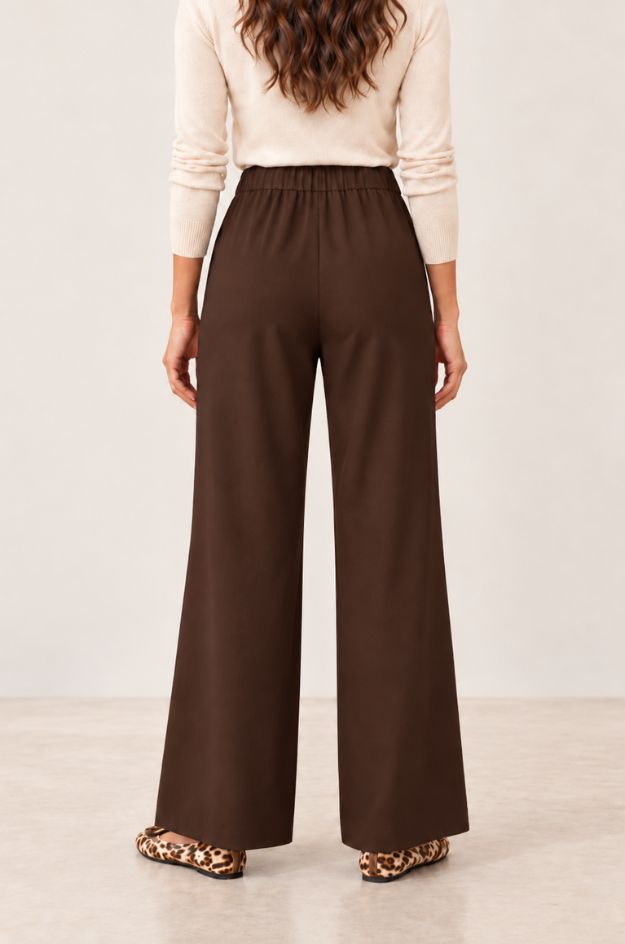 Pantalón palazzo cacao de punto milano - Markup - Imagen 3