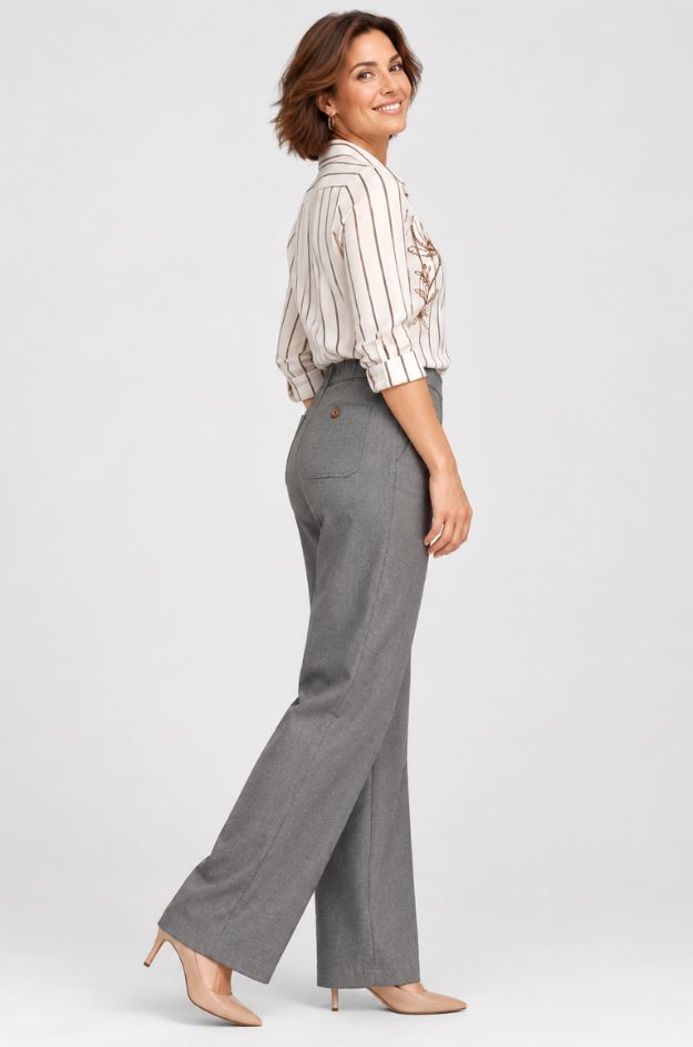 Pantalón gris de pierna ancha - Miette - Imagen 2