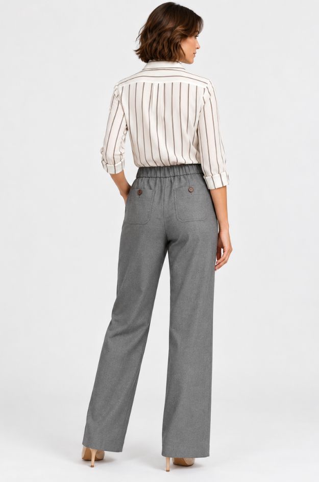 Pantalón gris de pierna ancha - Miette - Imagen 3
