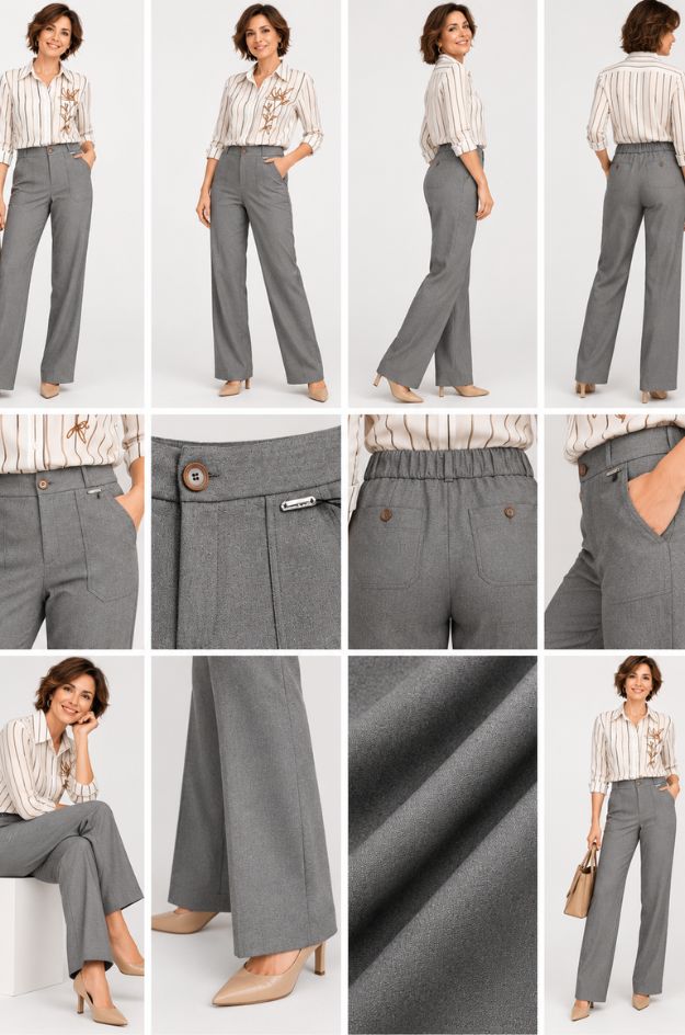 Pantalón gris de pierna ancha - Miette - Imagen 4