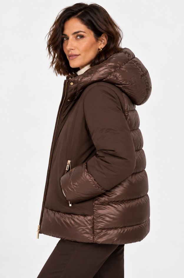 Parka corta acolchada Brisia chocolate - Bariloche - Imagen 2