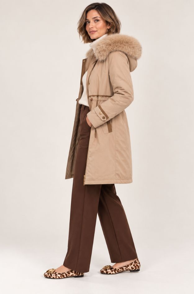 Trench acolchado con capucha y pelo - Lemaille - Imagen 2