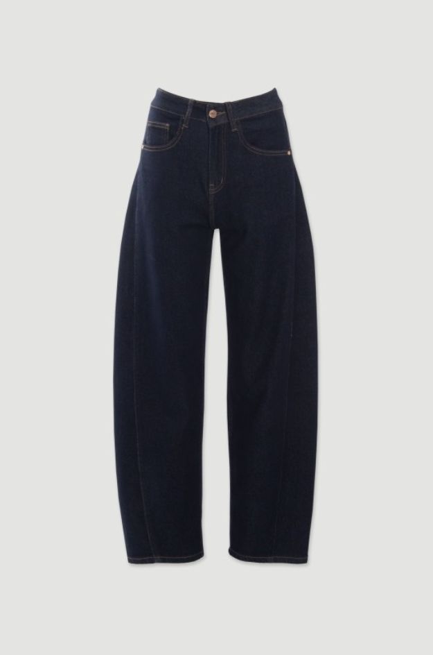 Jeans de Cintura Alta Baggy Barrel con Lavado Oscuro - Ferrache - Imagen 2